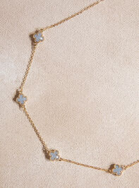 Crystal Clover Charm Necklace Detail 2 - TULLABEE