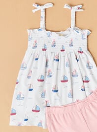 Bubble Sailboat Ruffle Top & Biker Shorts Set Detail 2 - TULLABEE