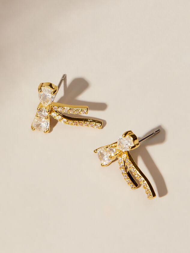 18K Gold Dipped Glitz Bow Earrings Detail 3 - TULLABEE