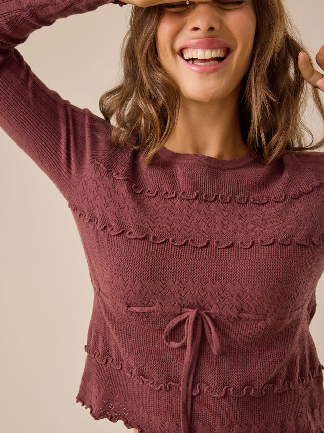 Stevie Ruffle Trim Sweater - TULLABEE