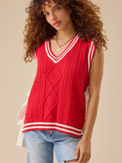 Tilly V-Neck Sweater Vest - TULLABEE