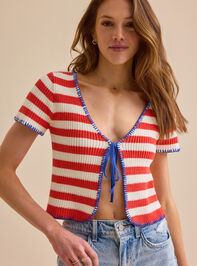 Greta Striped Tie Front Top - TULLABEE