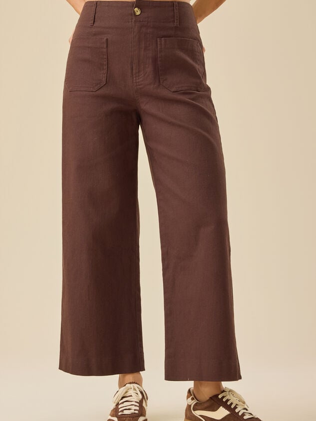 Ellie Linen Crop Pants Detail 2 - TULLABEE