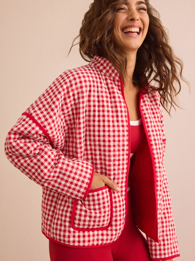 Gingham Glide Quilted Jacket Detail 5 - TULLABEE