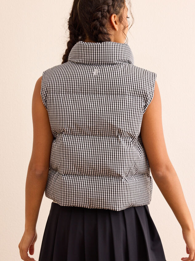 Gingham Goals Puffer Vest Detail 4 - TULLABEE