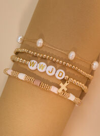 WWJD Stretch Beaded Bracelet Set Detail 2 - TULLABEE