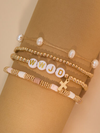 WWJD Stretch Beaded Bracelet Set - TULLABEE
