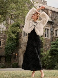 Elodie Tie Front Fur Jacket - TULLABEE