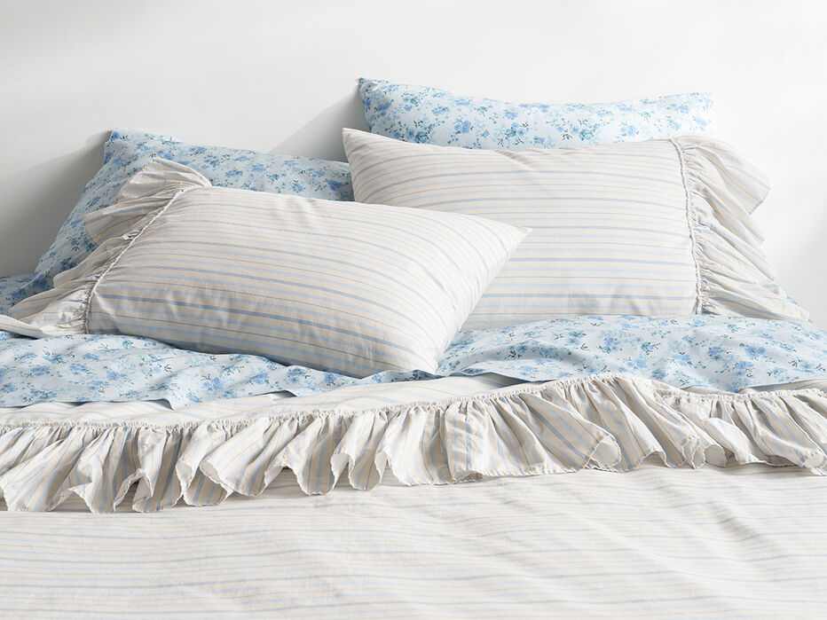 Piper Stripe Ruffle Cotton Duvet Cover - TULLABEE - 