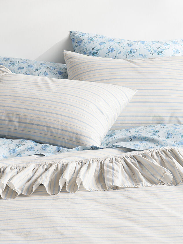 Piper Stripe Ruffle Cotton Duvet Cover - TULLABEE