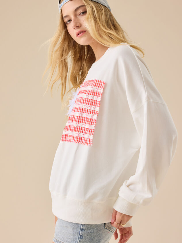 Embroidered Flag Sweatshirt Detail 5 - TULLABEE