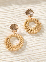 Marina Gold Shell Woven Earrings Detail 2 - TULLABEE
