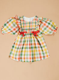 October Plaid Baby Dress Detail 2 - TULLABEE