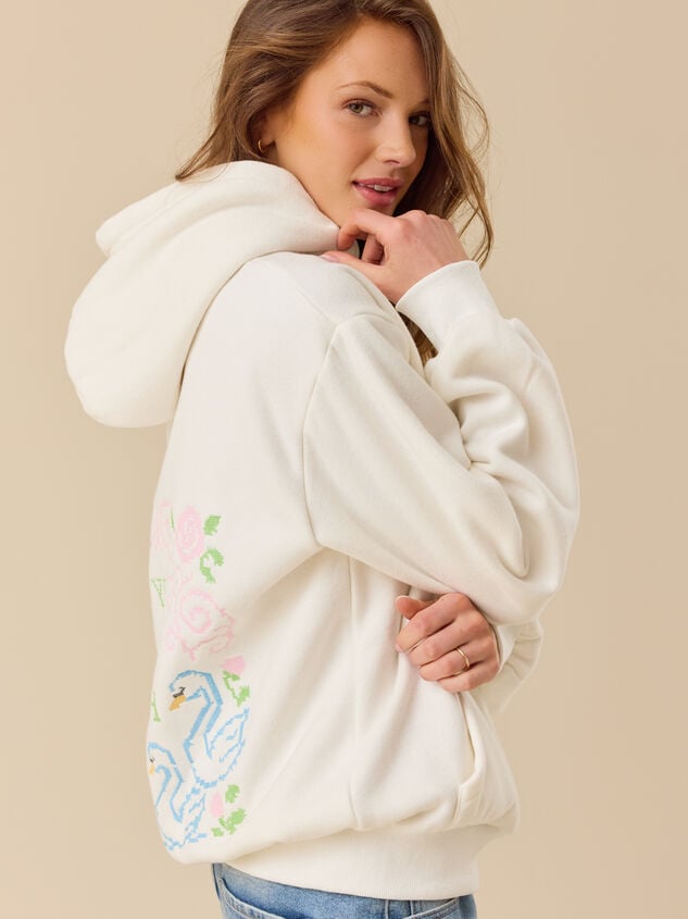 You Are Enough Cross Stitch Hoodie Detail 3 - TULLABEE