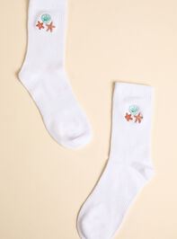 Embroidered Seashell Crew Sock - TULLABEE
