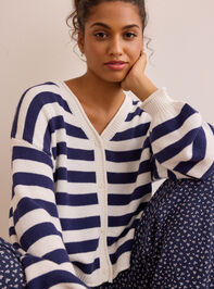 Homecoming Striped Cardigan Sweater - TULLABEE