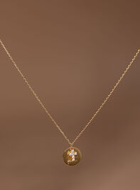 18K Faith Over Fear Coin Necklace Detail 2 - TULLABEE