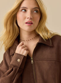 Vanessa Suede Bomber Jacket Detail 2 - TULLABEE