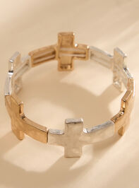 Hammered Cross Stretch Bracelet Detail 2 - TULLABEE