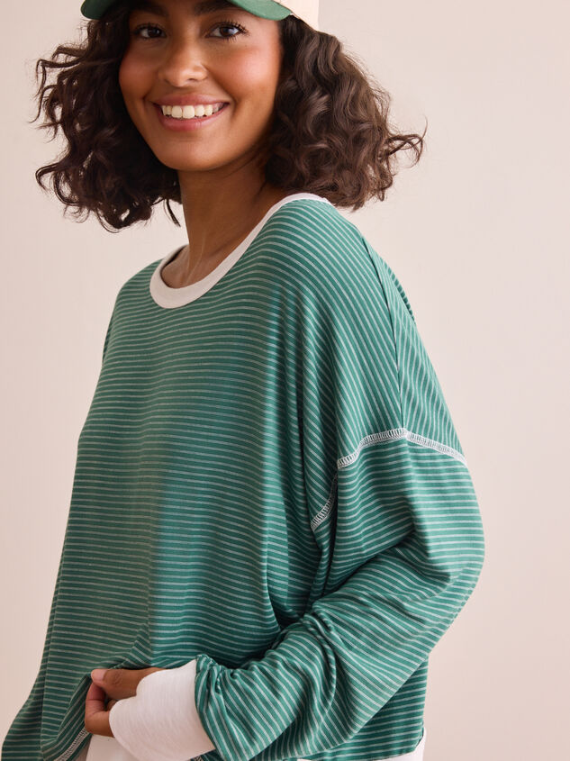 Moonlit Striped Circle Back Long Sleeve Detail 4 - TULLABEE