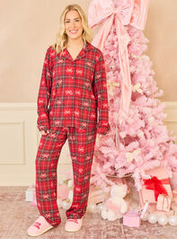 Hadley Bow Plaid Mama Lounge Set - TULLABEE