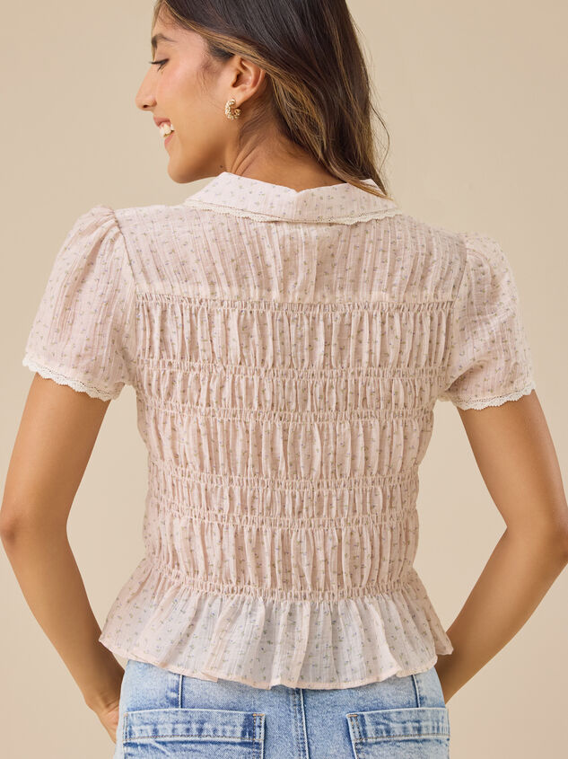 Petunia Floral Button-Up Top Detail 5 - TULLABEE