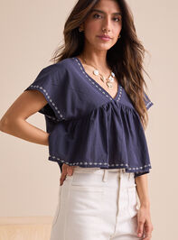 Phia Embroidered Trim Top Detail 5 - TULLABEE