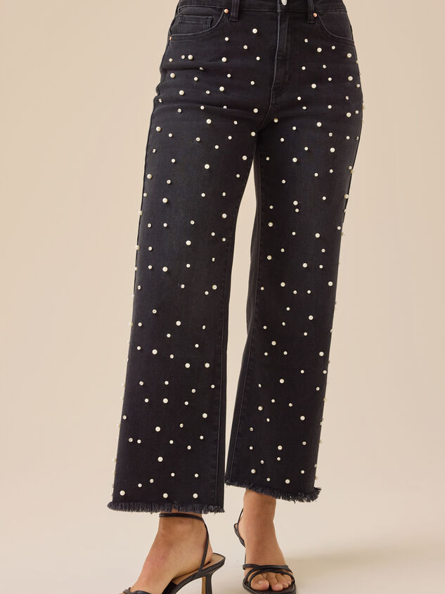 Rosalie High Rise Pearl Jeans Detail 3 - TULLABEE