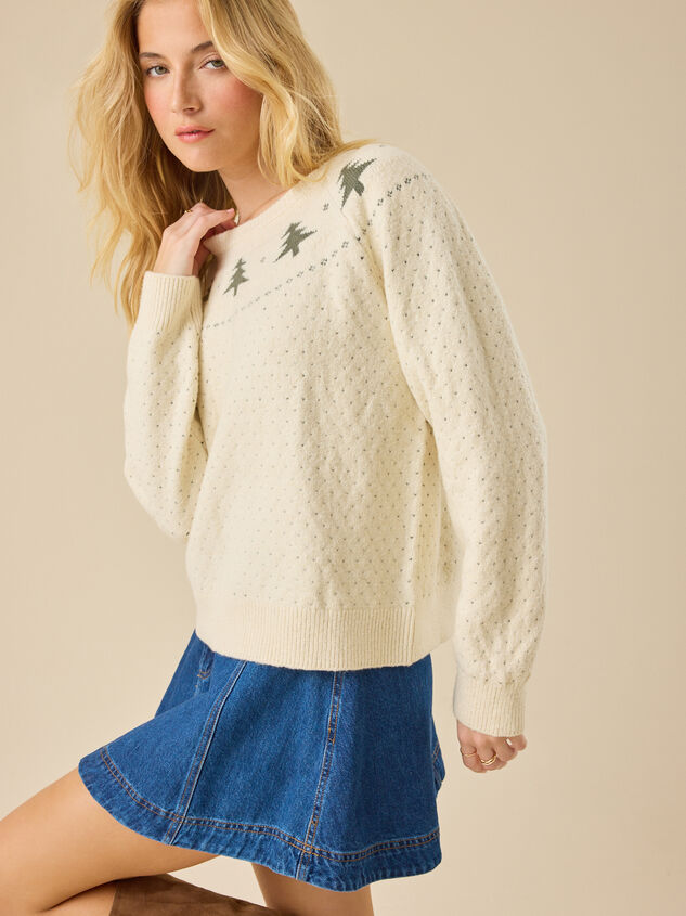 Fair Isle Trees Mama Sweater Detail 4 - TULLABEE