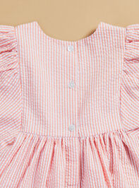 Kenzie Toddler Puff Sleeve Stripe Bunny Dress Detail 4 - TULLABEE