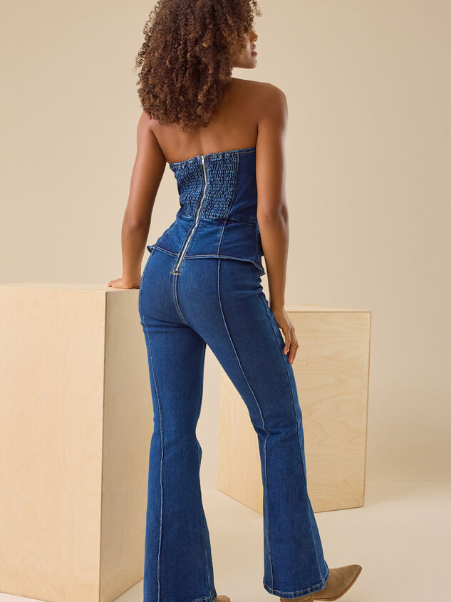 Keri Strapless Denim Jumpsuit Detail 4 - TULLABEE