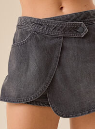 Darcy Overlay Denim Mini Skort Detail 4 - TULLABEE