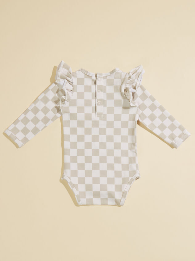 Jamie Checkered Ruffle Bodysuit Detail 2 - TULLABEE