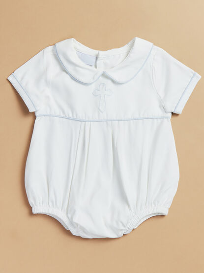Joseph Embroidered Cross Bubble by Mudpie - TULLABEE