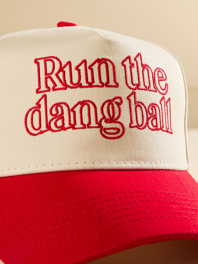 Run The Dang Ball Trucker Hat Detail 2 - TULLABEE