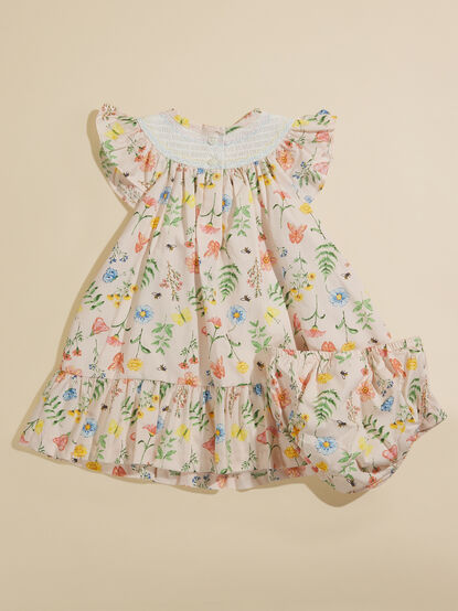 Ella Smocked Baby Dress and Bloomer Set - TULLABEE