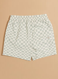 Dylan Checkered Swim Trunks by Rylee + Cru Detail 2 - TULLABEE