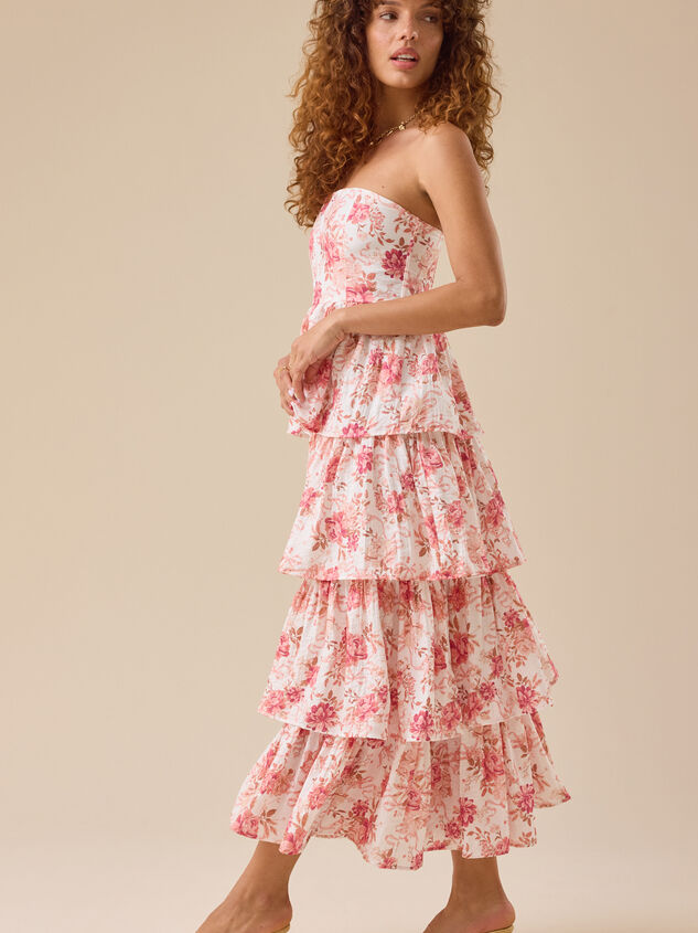 Rose Floral Tired Maxi Dress Detail 3 - TULLABEE