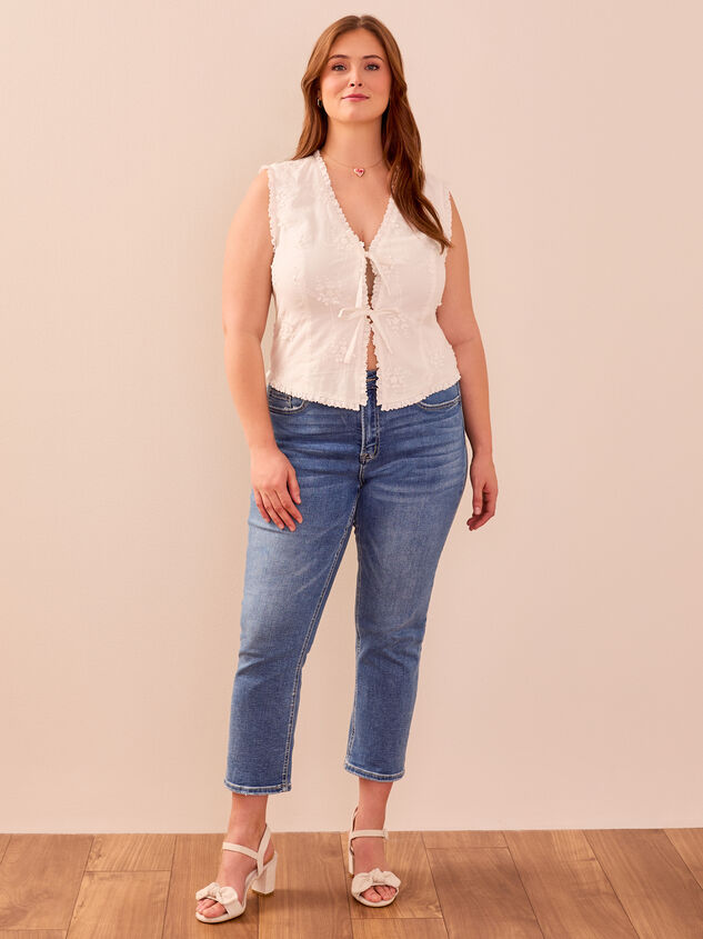 Alicia Embroidered Tie Front Woven Vest - TULLABEE