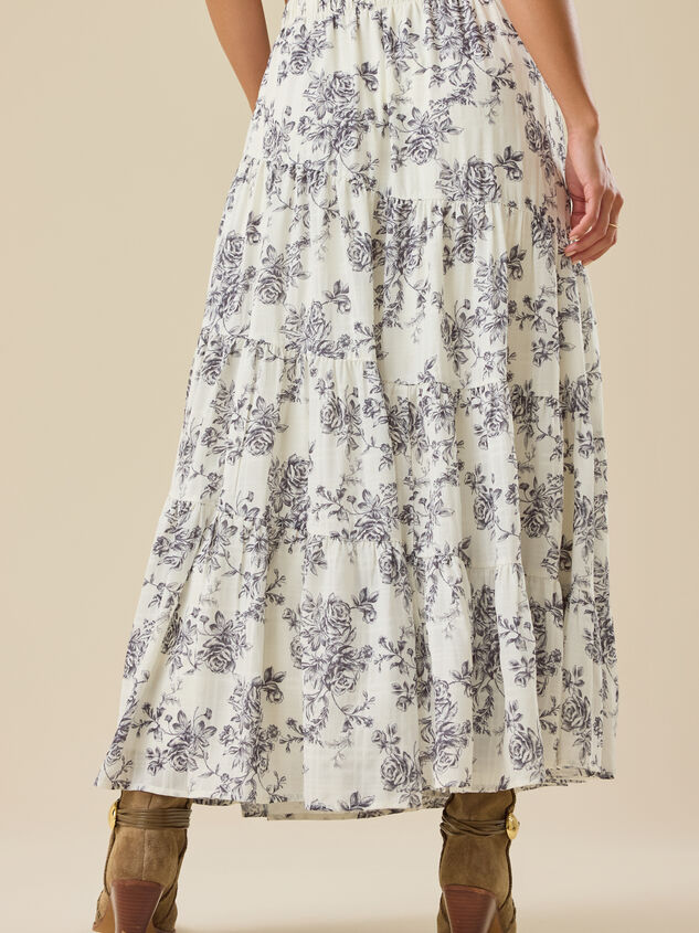 Daphne Floral Maxi Skirt Detail 6 - TULLABEE