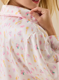 Emelia Champagne Button Up Sleep Shirt Detail 6 - TULLABEE