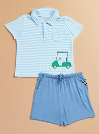 Ready To Golf Collared Shirt and Short Set Detail 2 - TULLABEE