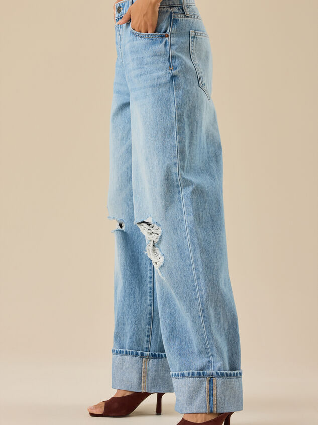 Ottilie Cuffed Baggy Jeans Detail 4 - TULLABEE