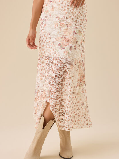 Azalea Printed Lace Midi Skirt - TULLABEE