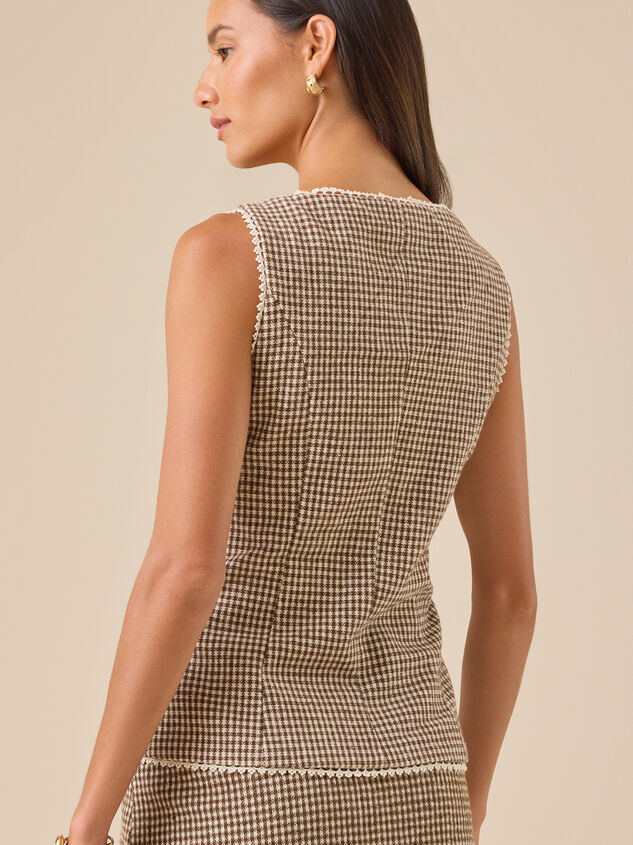 Lucy Lace Trim Button-Up Vest Detail 5 - TULLABEE