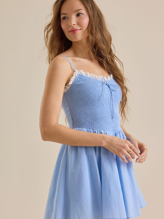 Daniella Lace Trim Mini Dress Detail 4 - TULLABEE