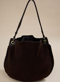 Chocolate Whipstitch Tote Detail 4 - TULLABEE