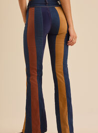 Nova High Rise Suede Stripe Flare Pant Detail 5 - TULLABEE