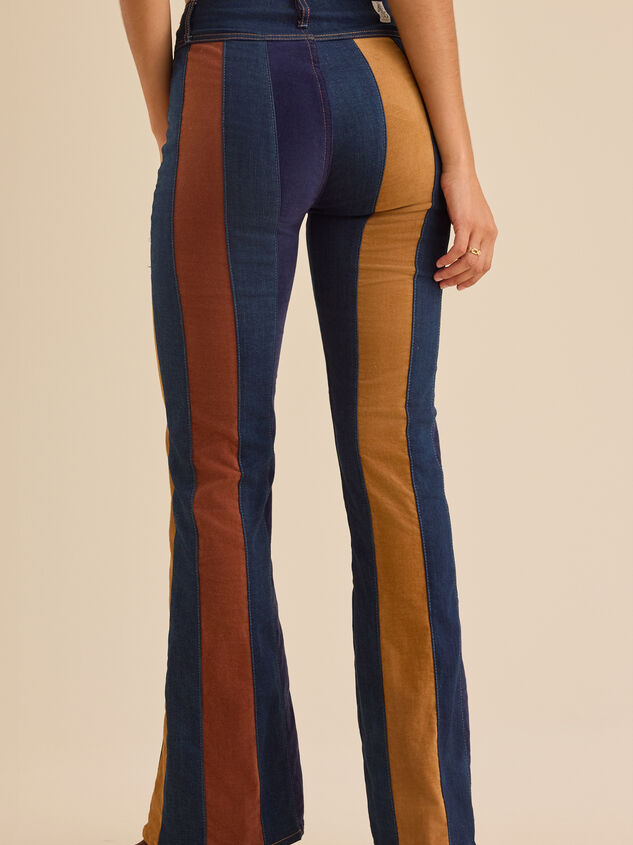 Nova High Rise Suede Stripe Flare Pant Detail 5 - TULLABEE