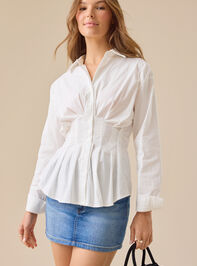Julianne Pleated Button-Up Top - TULLABEE